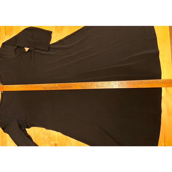 Eileen Fisher Silk Scoop Neck 3/4 Sleeve Tee Shirt Dress SZ XS Black Ballet - Picture 8 of 11